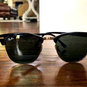 Mens Ray Ban Clubmaster RB3016 Black/Gold Sunglasses